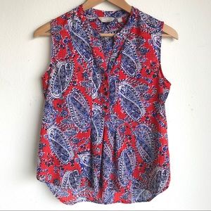 Red White Blue Paisley Sleeveless Blouse E1